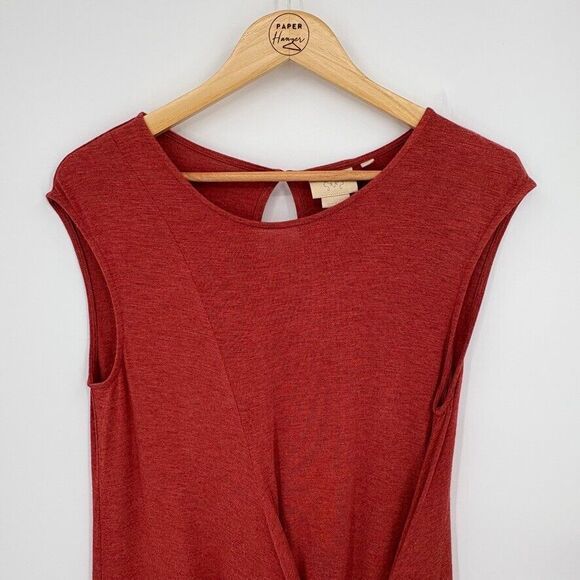 Anthropologie Vanessa Virginia Dayla Tie-Front Tunic Size XS Orange Red Rust - Picture 4 of 10